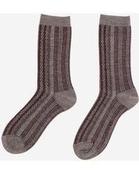 ANT45 - Ribbed Wool Blend Socks With Stripes - Lyst