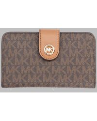 MICHAEL Michael Kors - Logo Print Trifold Wallet, 8.2 Cm X 12.7 Cm X 1.3 Cm - Lyst
