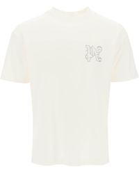 Palm Angels - T -Shirt mit besetztem Monogramm - Lyst