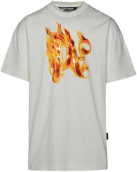 Palm Angels - 'brennendes Monogramm' weißes Baumwoll -T -Shirt - Lyst