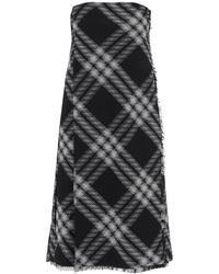Burberry - Midi Kleid mit Scheckmuster - Lyst