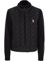 Moncler - Gededed Wool Cardigan Met Zip - Lyst