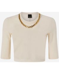 Pinko - Kimberly Cropped Sweater With Chain - Lyst