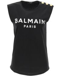 Balmain T Shirt Avec Logo Floqué Noir, Coton Blanc