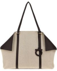 Ferragamo - Salvatore Canvas Scarf Shopping Bag - Lyst