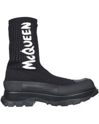 McQueen - Mcqueen Graffiti Knit Tread Slick Boot - Lyst