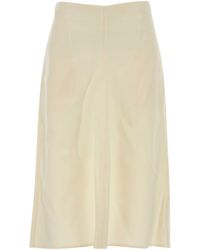 Bottega Veneta - Cream Satin Wool-Blend Lined Skirt - Lyst