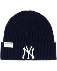 Sporty & Rich - Navy Blue Cashmere Blend Yankees Beanie Hat - Lyst