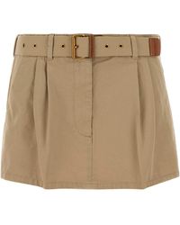 Miu Miu - Beige Gabardine Mini Skirt - Lyst