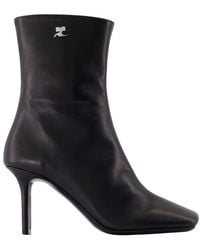 Courreges - Schwarze Leder-Stiefeletten - Lyst