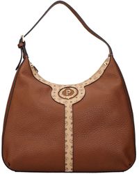 Pollini - Borse A Spalla Donna Poliuretano Marrone/Crema - Lyst