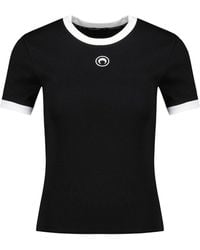Marine Serre - Moon Logo Baby Fit T -shirt Katoen Zwart - Lyst