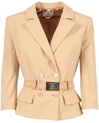 Elisabetta Franchi - Jacket With Belt - Lyst