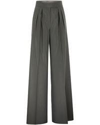 Max Mara - Mxmgialo Broek Met Wijde Pijpen Van Wol En Zijde - Lyst