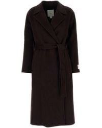 Calvin Klein - Dark Brown Wool Blend Coat - Lyst