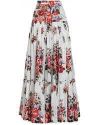 Dolce & Gabbana - Flower Print Long Skirt - Lyst