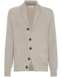 Brunello Cucinelli - Cotton V Necked Cardigan - Lyst