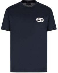 Emporio Armani - Camiseta En Punto De Mezcla De Lyocell Con Logotipo Ea Bordado En Relieve - Lyst