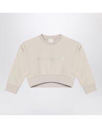 Givenchy - Cream-Colored Cropped Sweatshirt With Logo - Lyst