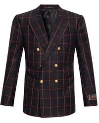 Gucci - Double-Breasted Check Blazer - Lyst
