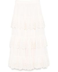 Zimmermann - Lucky Embroidered Midi Skirt - Lyst