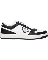 Prada - Downtown Brand-Plaque Leather Low-Top Trainers - Lyst