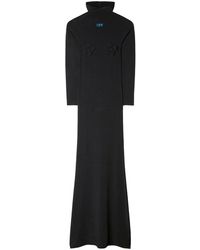 Off-White c/o Virgil Abloh - Long Hooded Dress With Floral Appliqués - Lyst