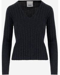 Allude - Verwijzende Wollen Trui Met Gestreept Patroon - Lyst