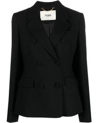 Fendi - Wool Double-Breasted Blazer Jacket - Lyst