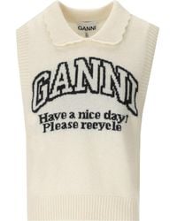 Ganni - Cream Logoed Vest - Lyst