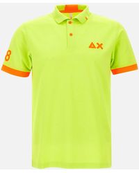 Sun 68 - Fluo Logo Lime Cotton Polo Shirt - Lyst