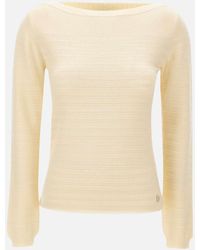 Woolrich - Pure Cotton Cream Sweater con detalle de hilo tejido - Lyst