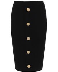 Balmain - Button Zipper Midi Skirt - Lyst