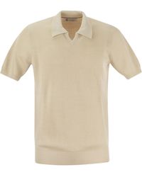 Brunello Cucinelli - Cotton Rib Knit Polo Shirt - Lyst