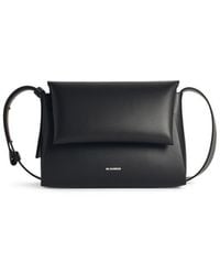Jil Sander - Small 'Messenger' Black Lear Tasche - Lyst