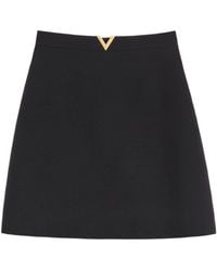 Valentino - Vlogo Signature Wool And Silk Skirt - Lyst