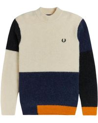 Fred Perry K1543 794 Abstract White Jumper in Blue for Men | Lyst