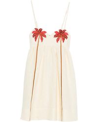 FARM Rio - Coconut Tree Embroidered Mini Dress - Lyst