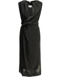 Maison Margiela - Draped Silk Acetate Polyamide Silk Midi Dress - Lyst