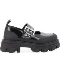 Ganni - Chunky Lug Sole Buckle Strap Loafers - Lyst