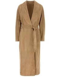 Fendi - Camel Suede Coat - Lyst