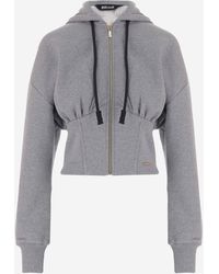 Just Cavalli - Cotton Sweatshirt With Zip Closure And Gathered Waist Detail - Lyst