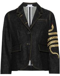 Thom Browne - Denim Blazer Met Slangenmotief - Lyst