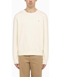Polo Ralph Lauren - Cream Coloured Cotton Crewneck Sweatshirt - Lyst