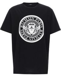 Balmain - Logo Medallion T -shirt - Lyst