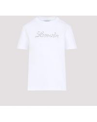 Lanvin - Embroidered Script Logo Cotton T-Shirt - Lyst