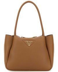 Prada - Camel Leather Small Handbag - Lyst