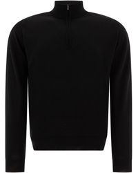 John Smedley - Half-Zip Ribbed Sweater - Lyst