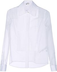Elisabetta Franchi - Sheer Button-Up Shirt With Elegant Draping - Lyst