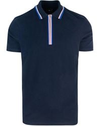 Paul Smith - Polo Con Zip Blu - Lyst